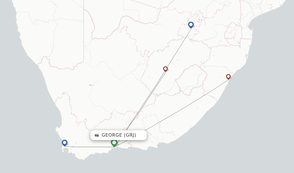 Flights from George to Durban route map