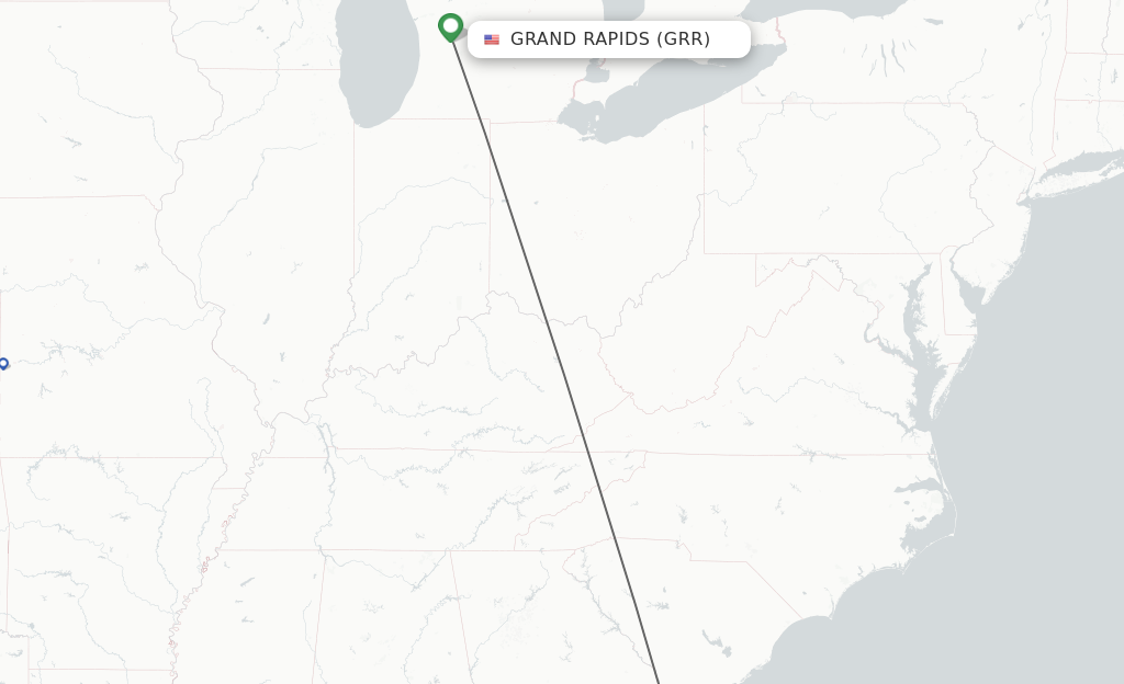 Flights from Grand Rapids to Savannah route map