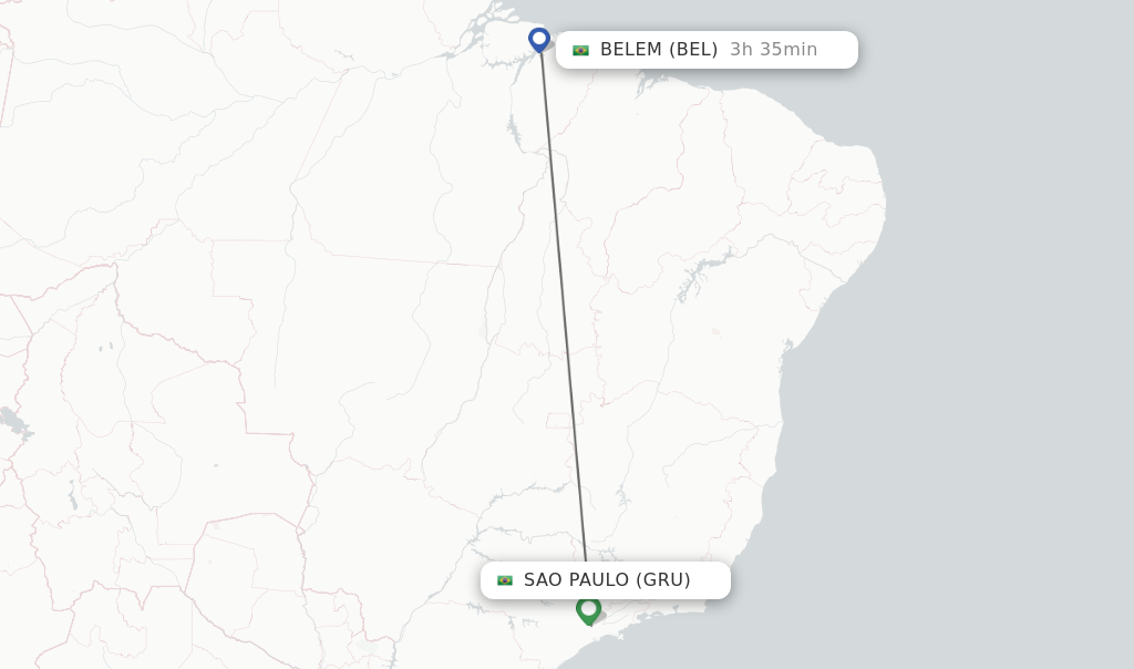 Flights from Sao Paulo to Belem route map
