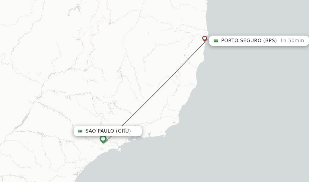 Flights from Sao Paulo to Porto Seguro route map