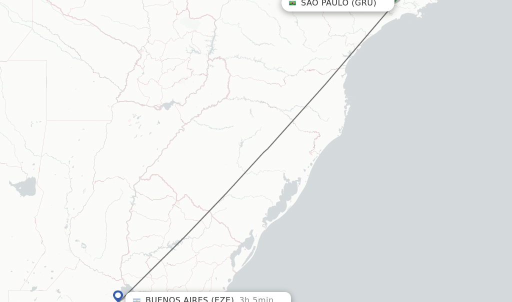 Flights from Sao Paulo to Buenos Aires route map