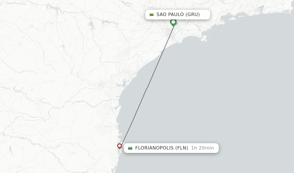 Flights from Sao Paulo to Florianopolis route map