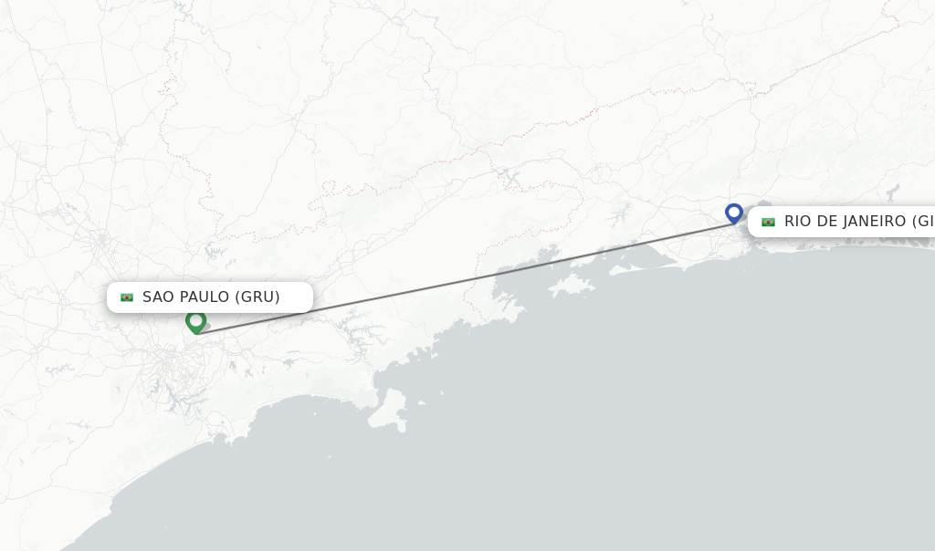 Flights from Sao Paulo to Rio De Janeiro route map