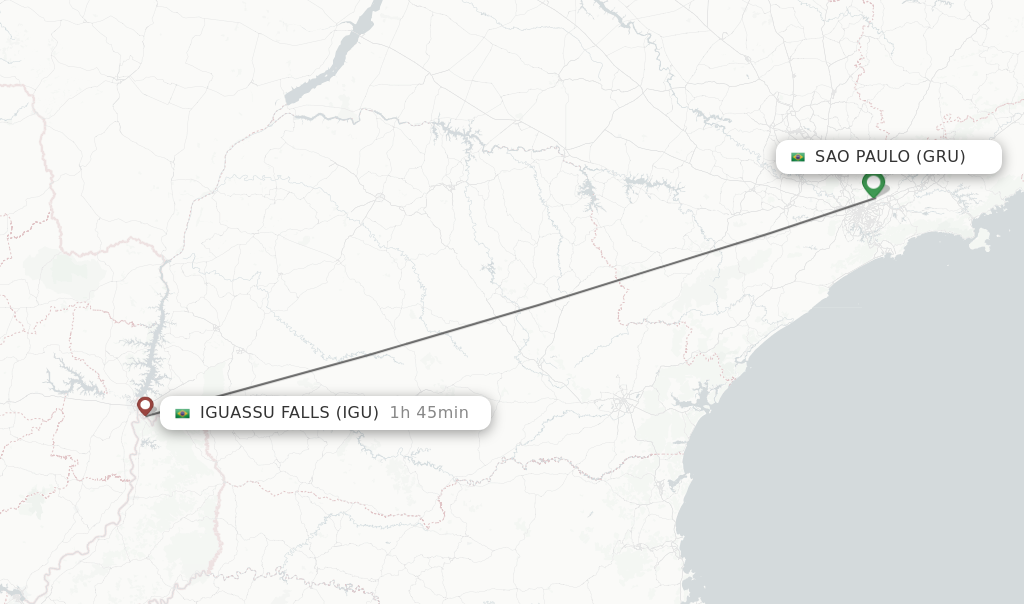 Flights from Sao Paulo to Iguassu Falls route map
