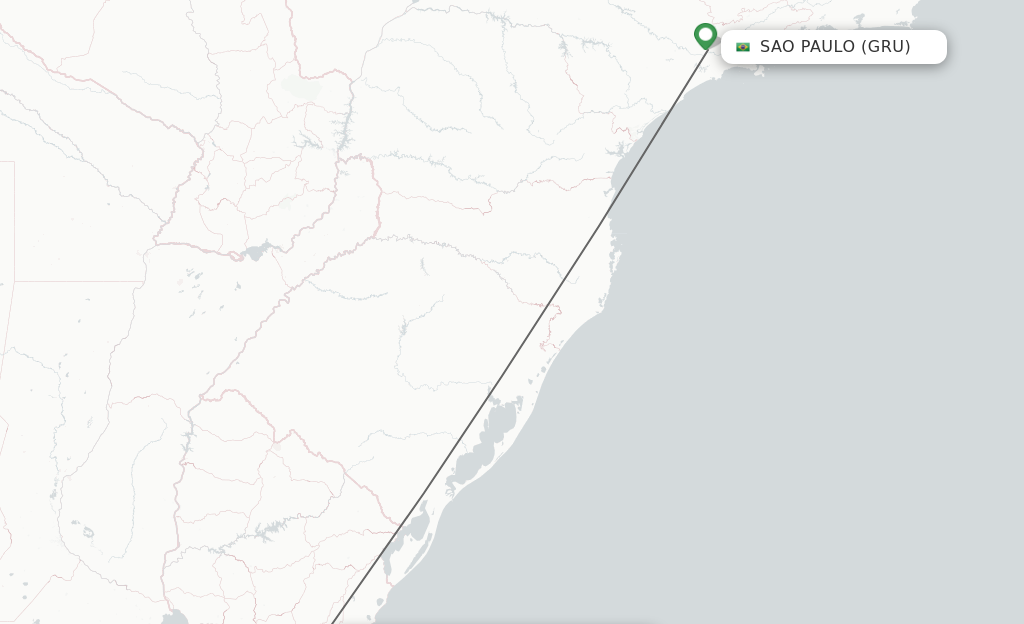 Flights from Sao Paulo to Punta Del Este route map