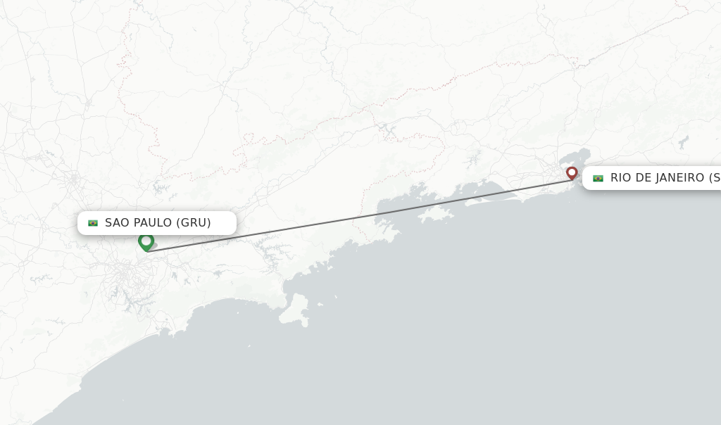 Flights from Sao Paulo to Rio De Janeiro route map