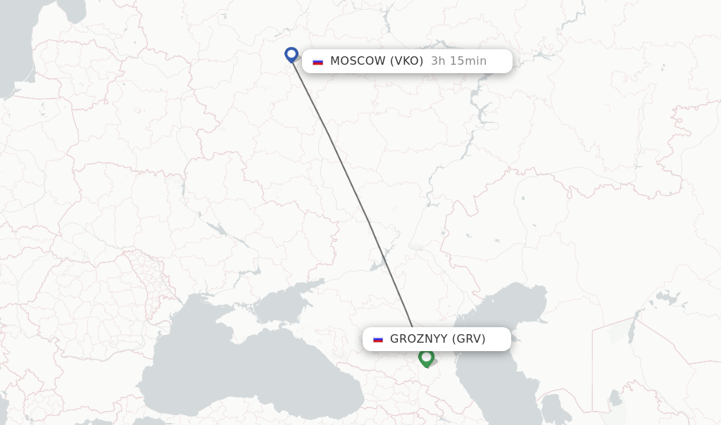 Flights from Groznyy to Moscow route map