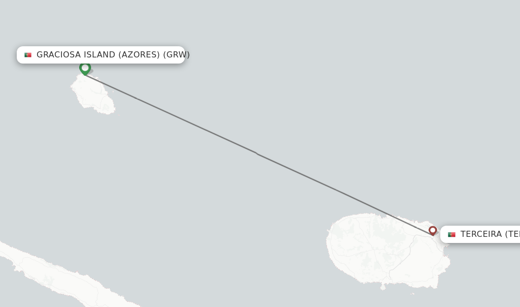 Flights from Graciosa Island (Azores) to Terceira route map