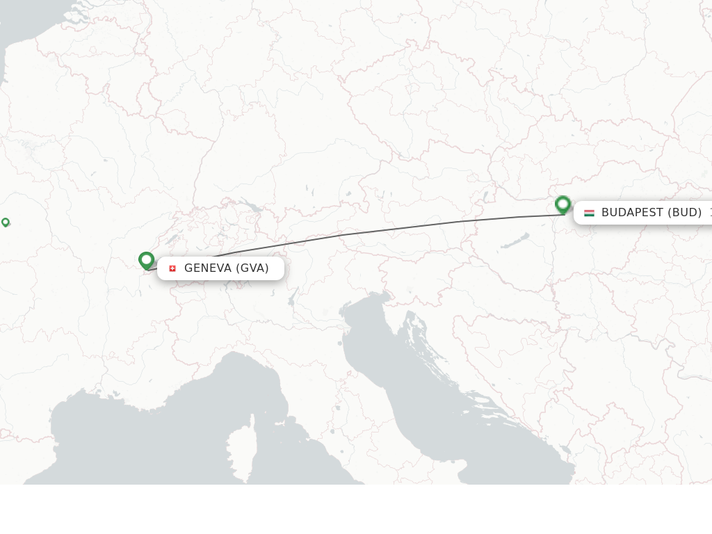 Flights from Geneva to Budapest route map