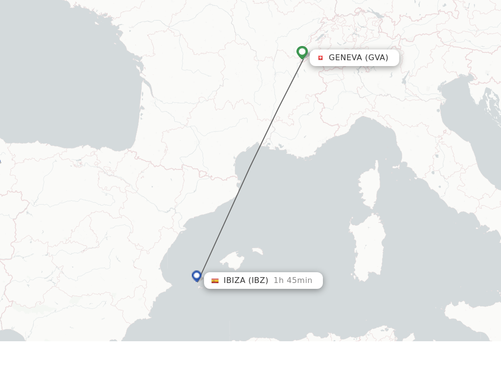 Flights from Geneva to Ibiza route map