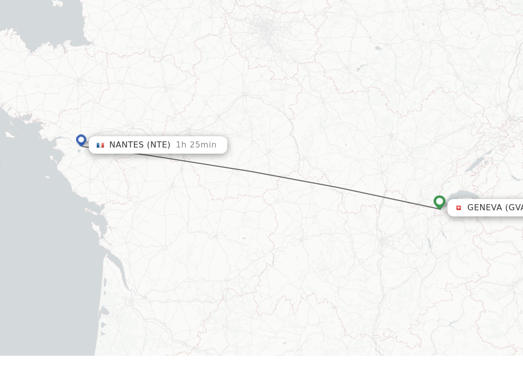 Flights from Geneva to Nantes route map