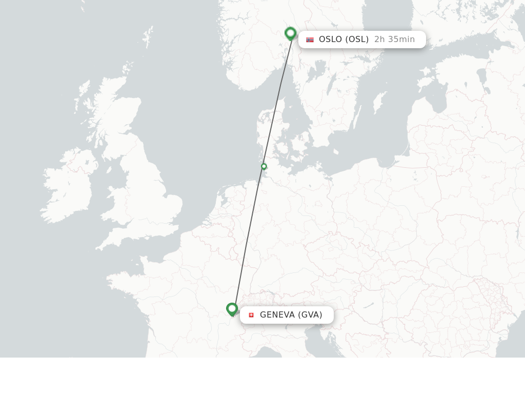 Flights from Geneva to Oslo route map
