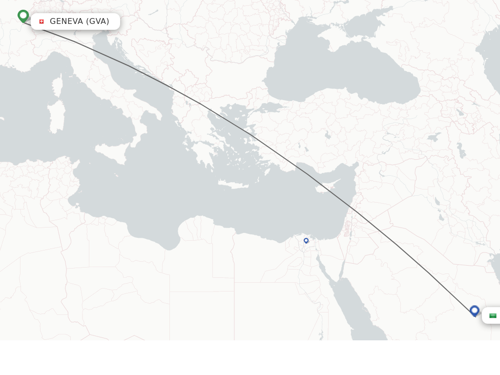 Flights from Geneva to Riyadh route map
