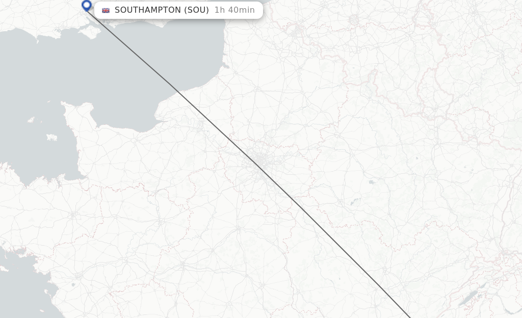 Flights from Geneva to Southampton route map