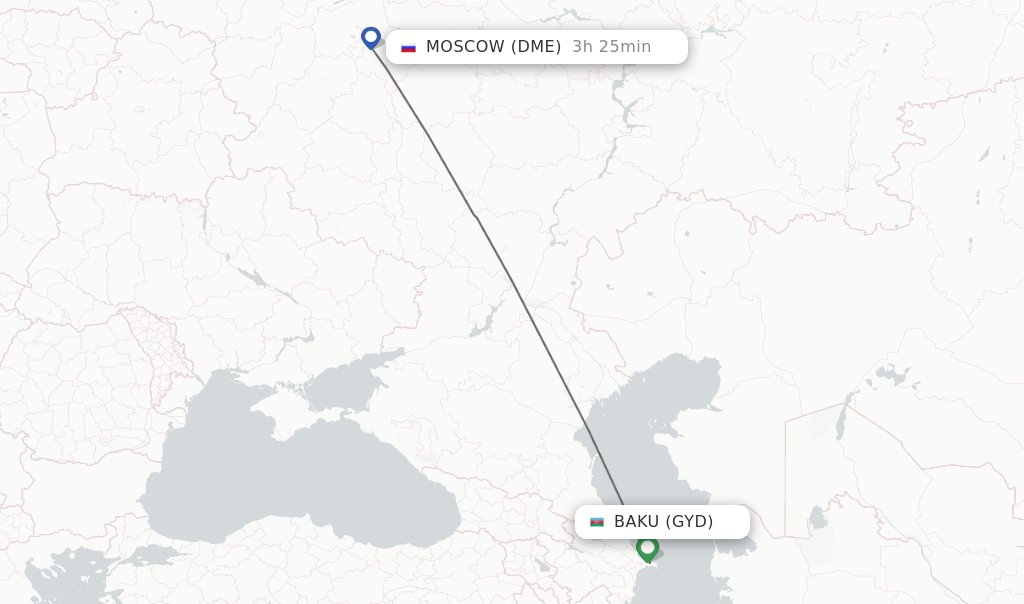 Flights from Baku to Moscow route map