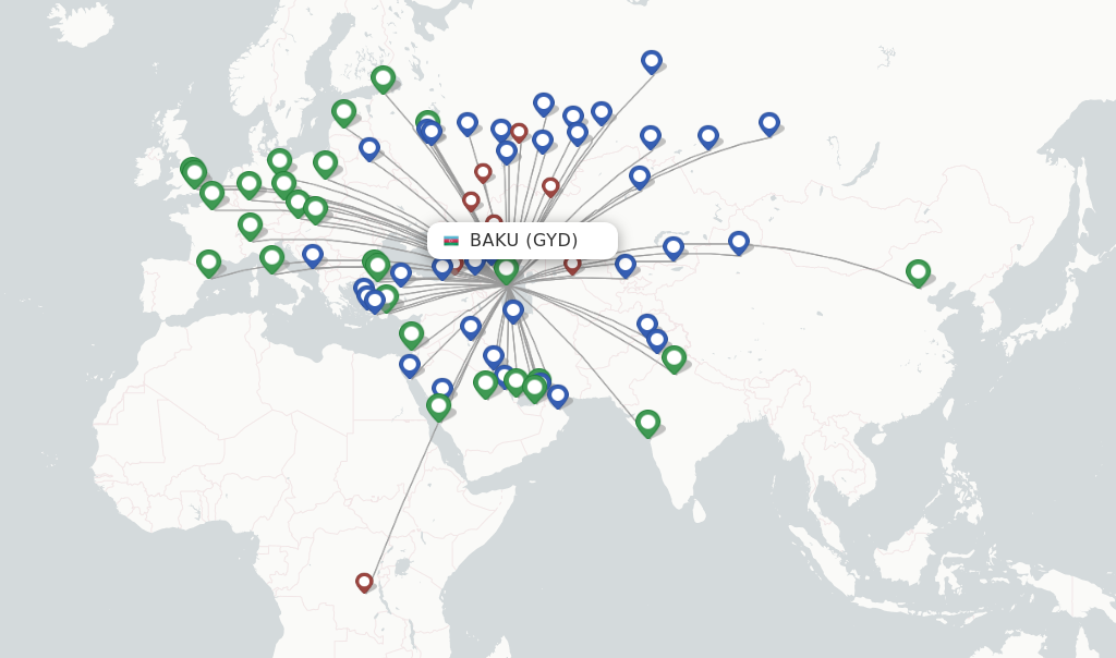 Baku flight map