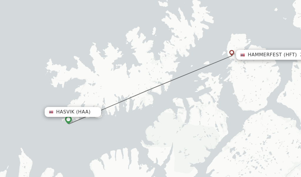 Flights from Hasvik to Hammerfest route map