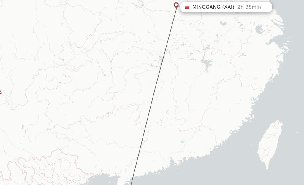 Flights from Haikou to Xinyang route map