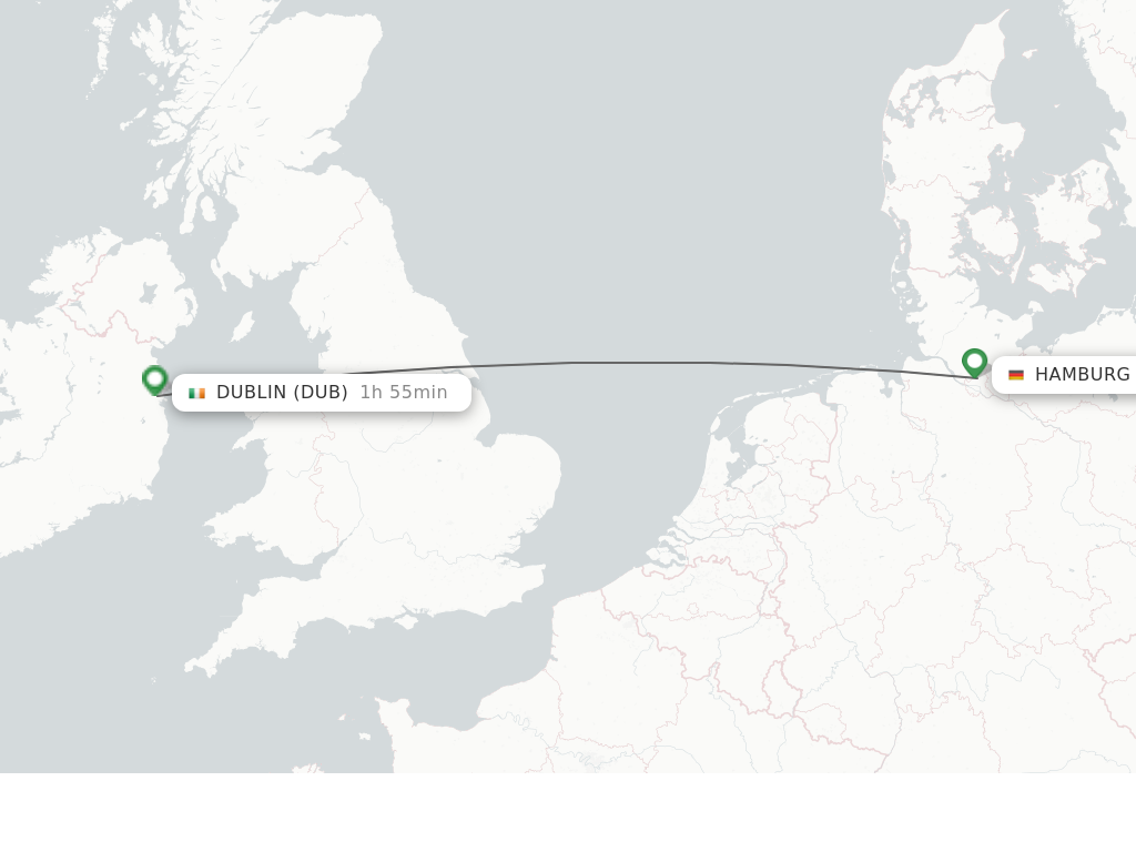 Flights from Hamburg to Dublin route map