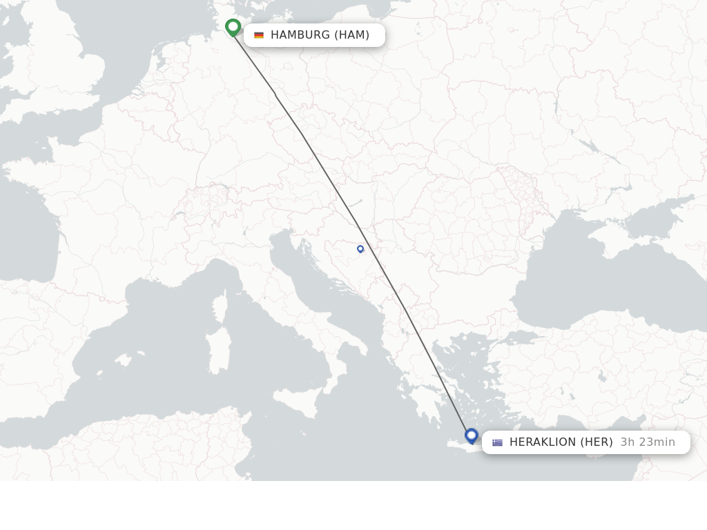 Flights from Hamburg to Heraklion route map