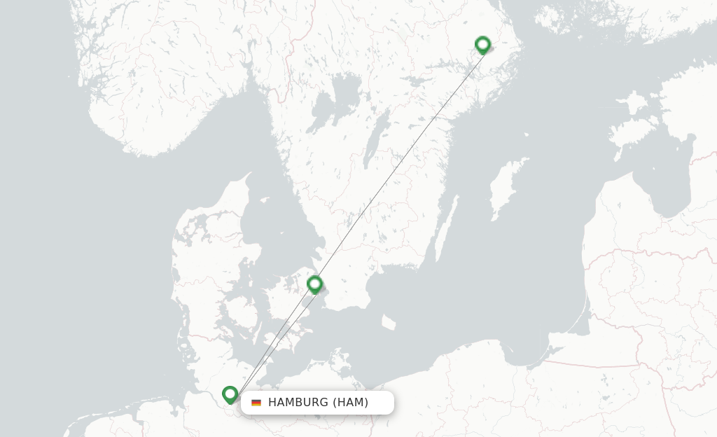 Route map with flights from Hamburg with SAS