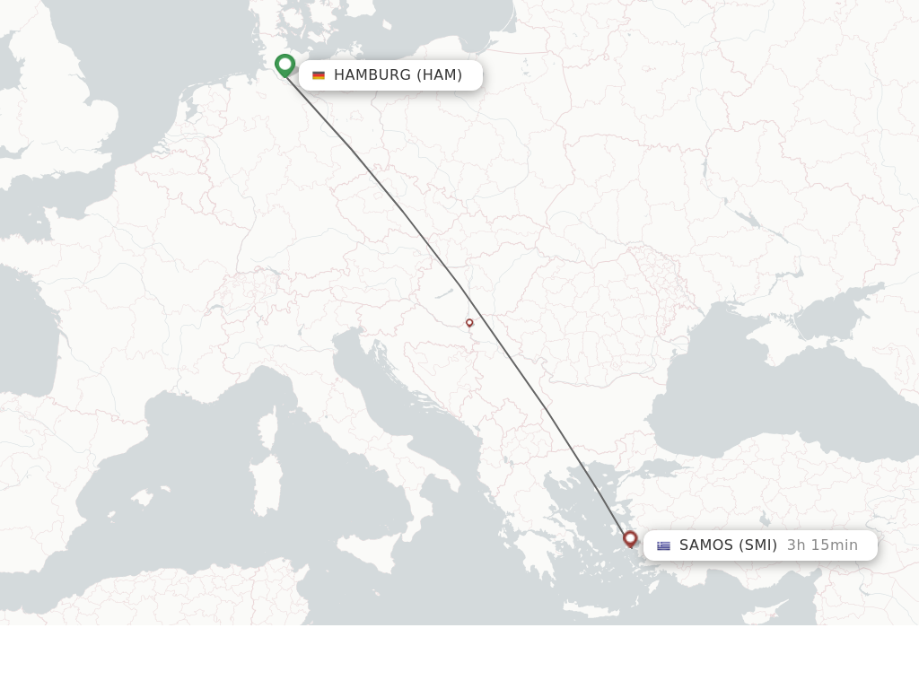 Flights from Hamburg to Samos route map