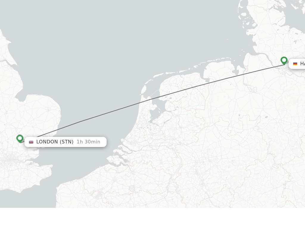 Flights from Hamburg to London route map