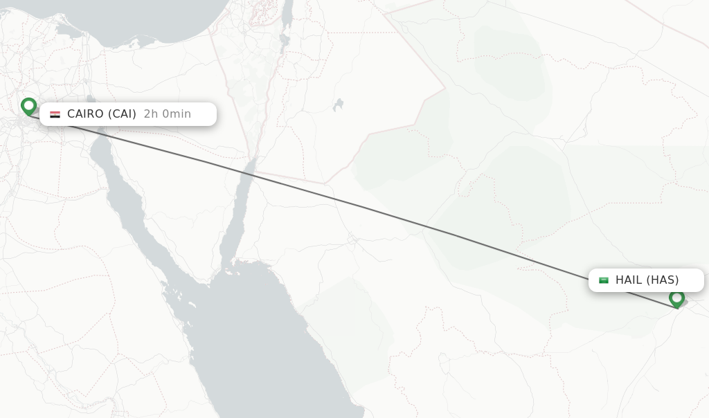 Flights from Hail to Cairo route map