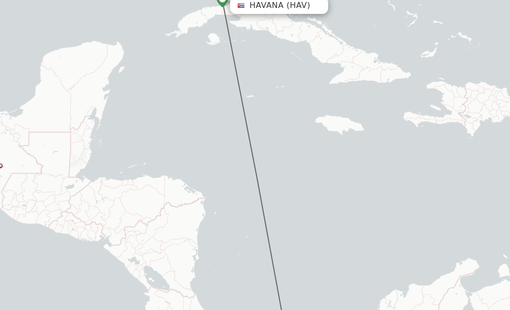 Flights from Havana to Balboa route map