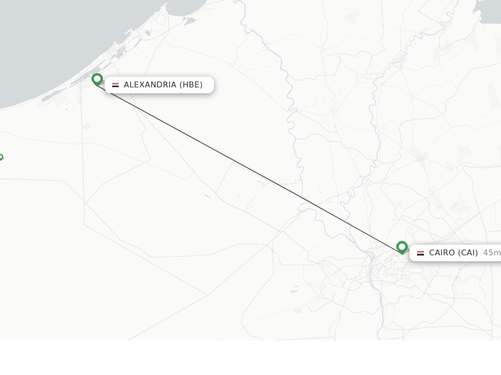 Flights from Alexandria to Cairo route map