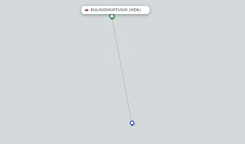 Flights from Kulhudhuffushi to Dharavandhoo Island route map