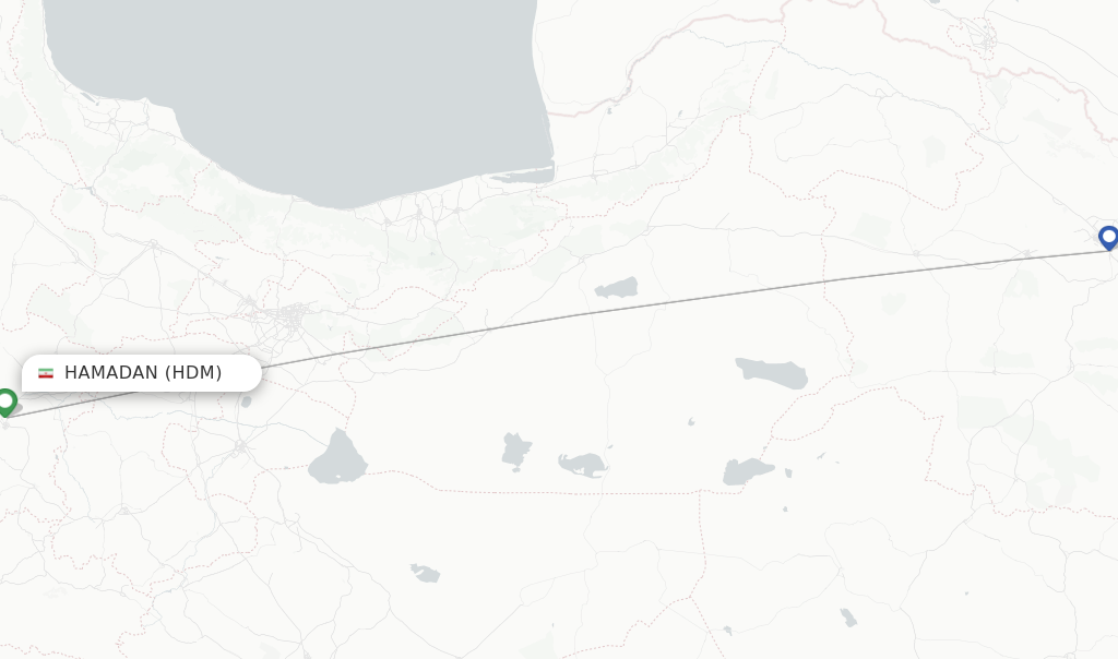 Flights from Hamadan to Madinah route map