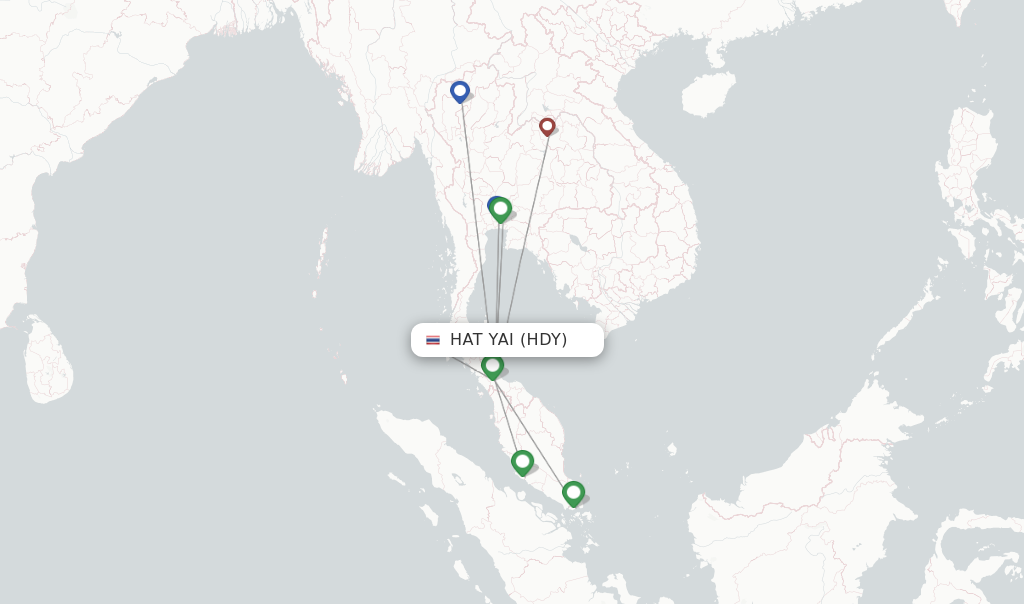 Flights from Hat Yai to Kuala Lumpur route map