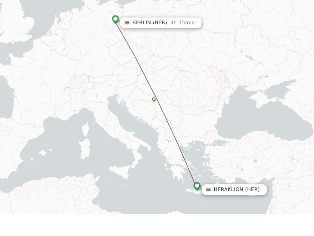 Flights from Heraklion to Berlin route map