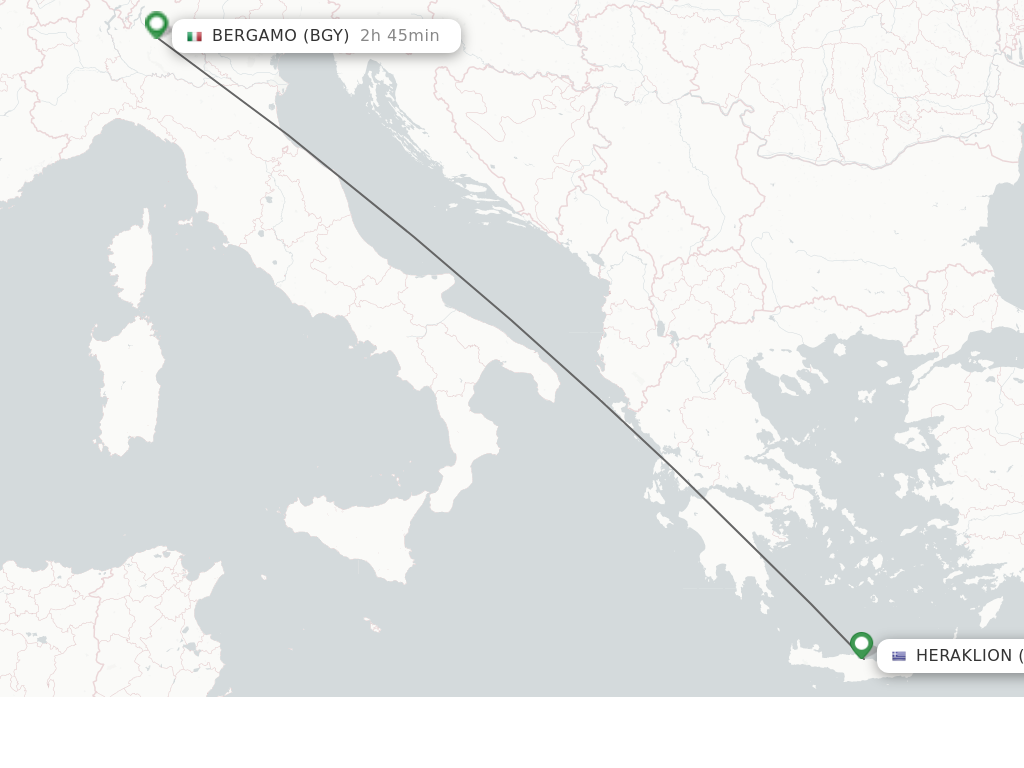 Flights from Heraklion to Milan route map