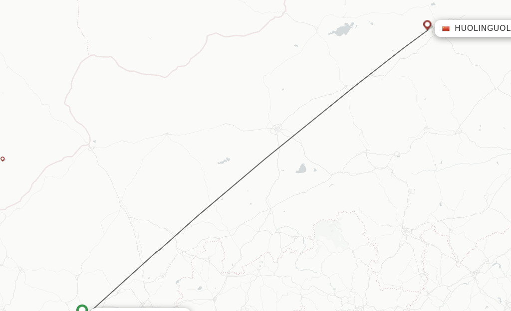 Flights from Hohhot to Huolinguole route map