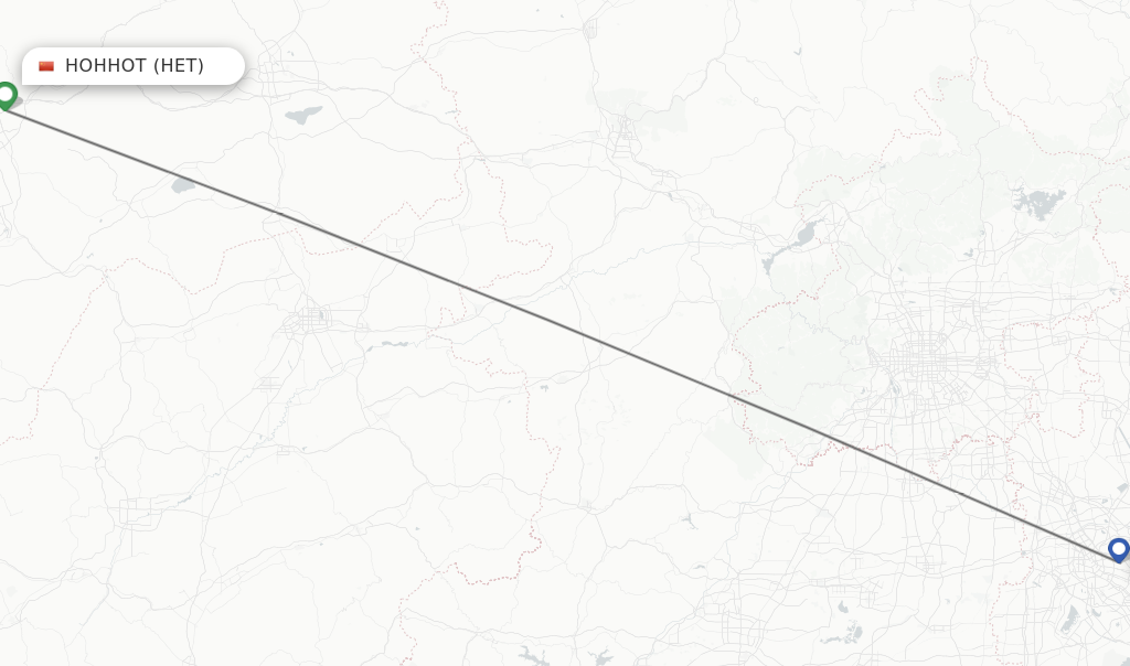 Flights from Hohhot to Tianjin route map