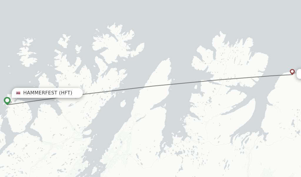 Flights from Hammerfest to Berlevag route map