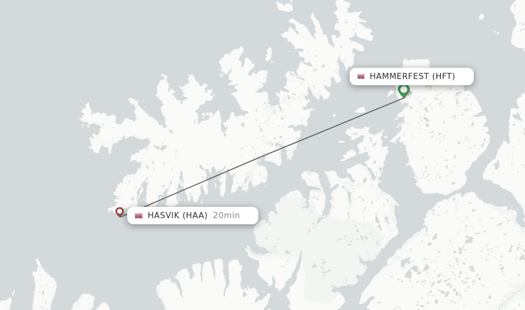 Flights from Hammerfest to Hasvik route map