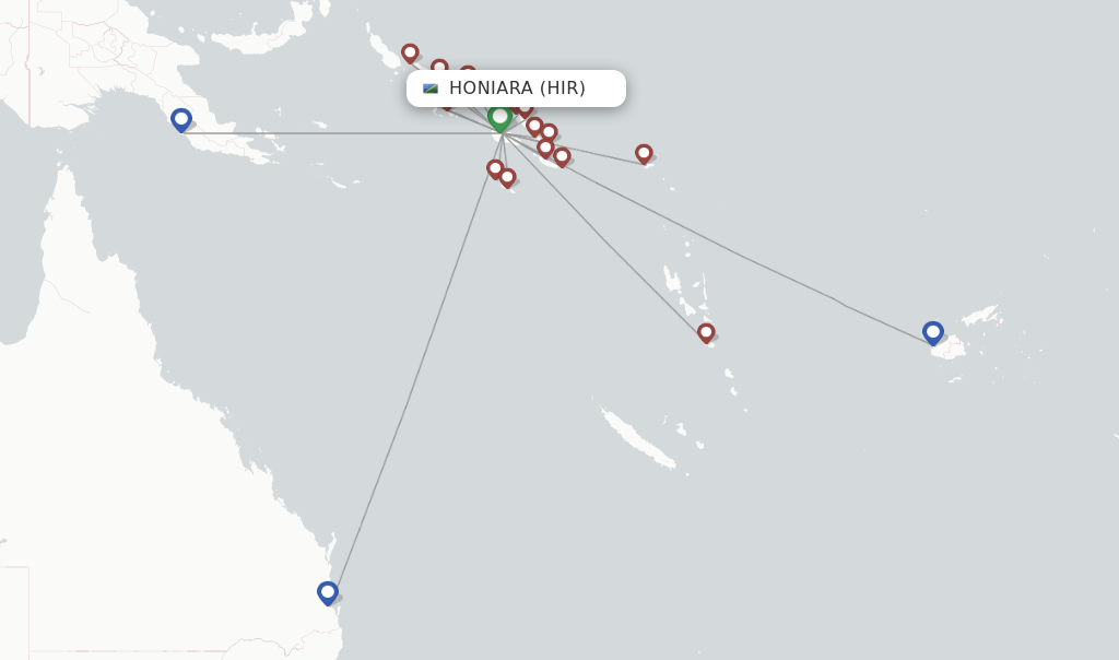 Flights from Honiara to Manado route map