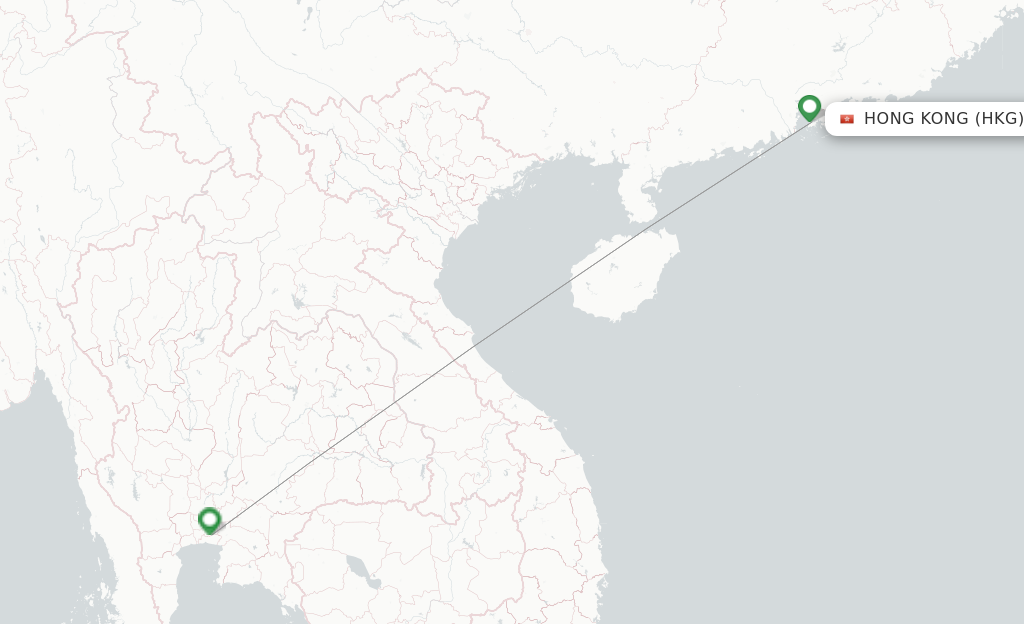Route map with flights from Hong Kong with Greater Bay Airlines