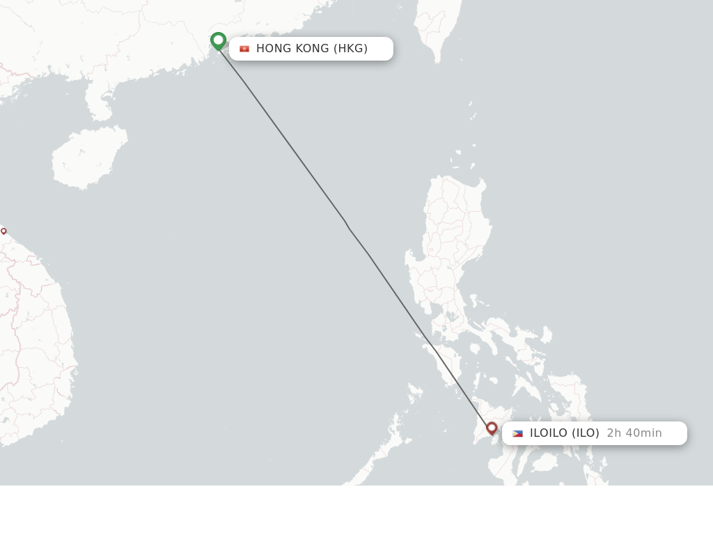 Flights from Hong Kong to Iloilo route map