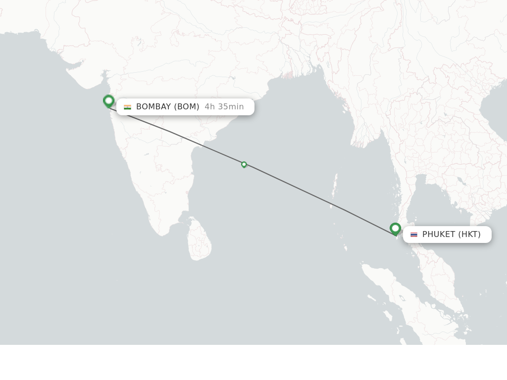 Flights from Phuket to Mumbai route map