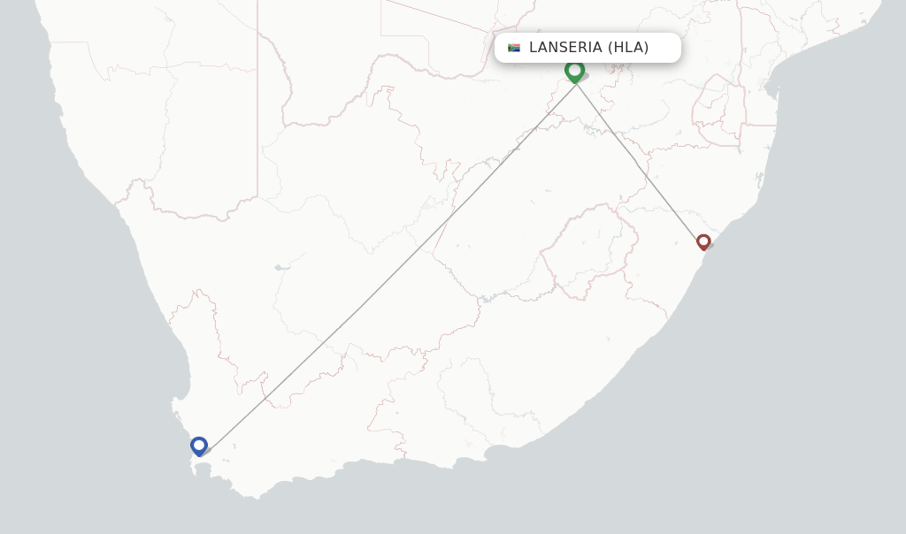 Flights from Lanseria to George route map