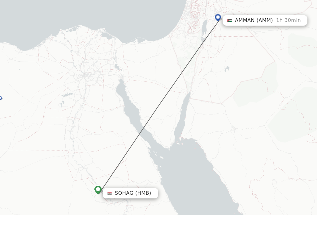 Flights from Sohag to Amman route map