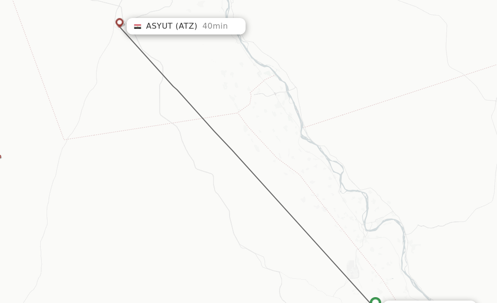 Flights from Sohag to Asyut route map
