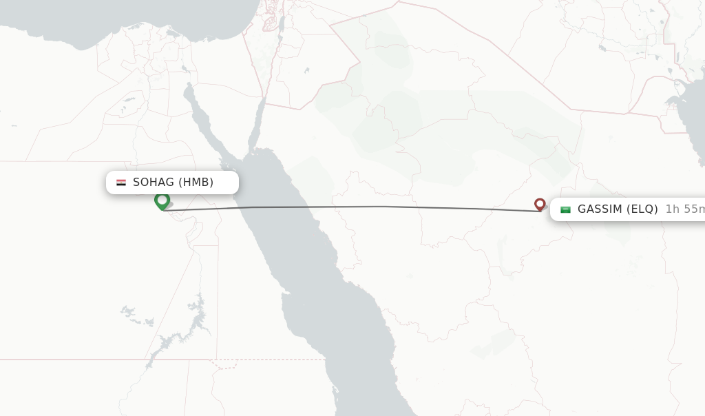 Flights from Sohag to Gassim route map