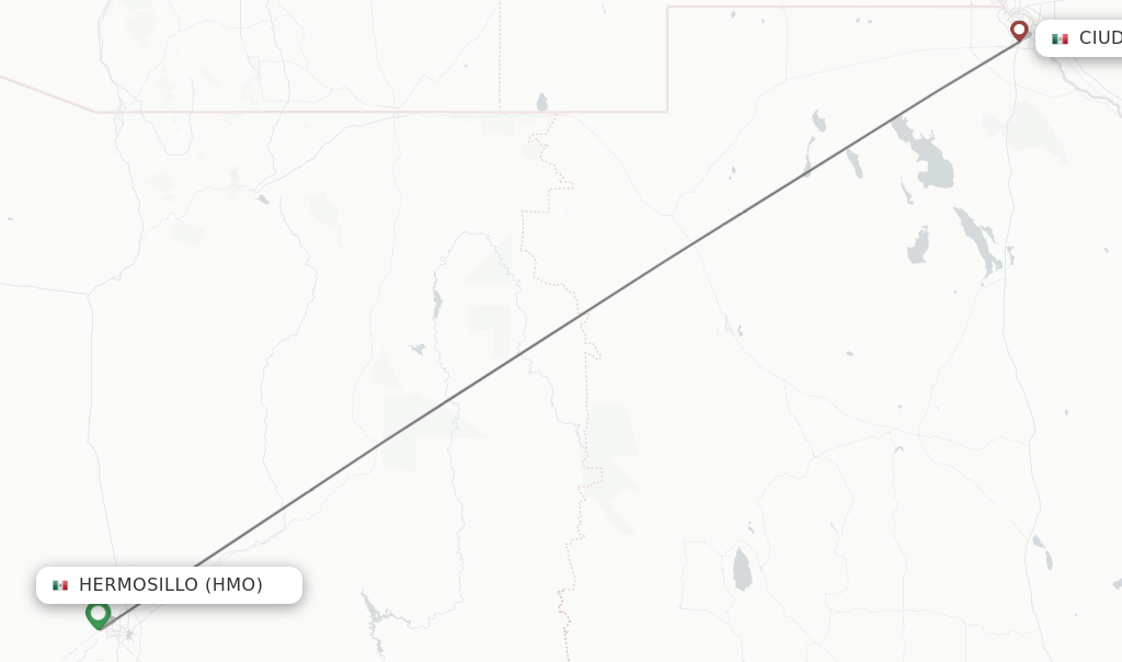 Flights from Hermosillo to Ciudad Juarez route map