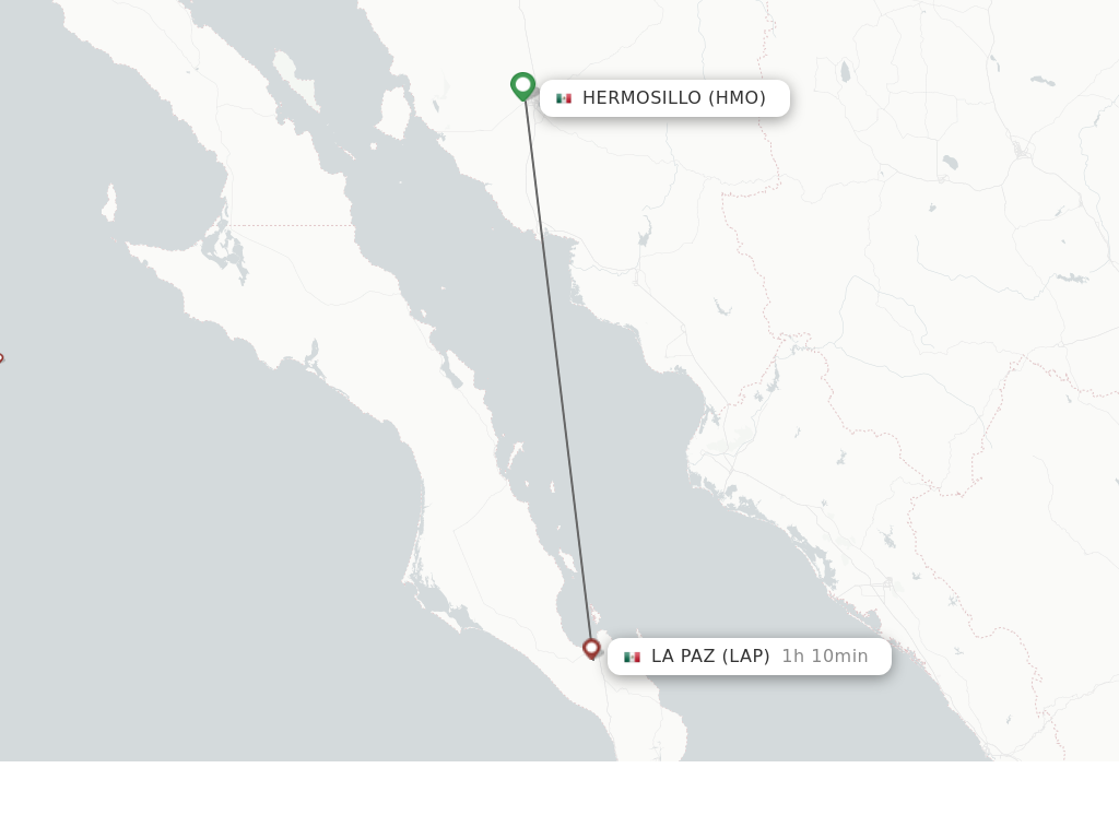 Flights from Hermosillo to La Paz route map