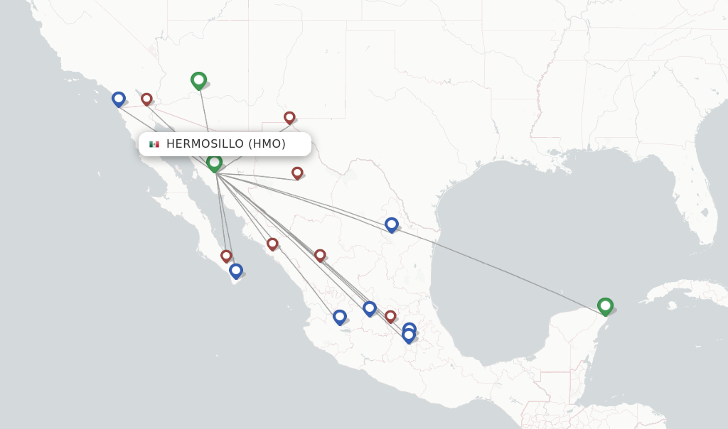 Hermosillo flight map